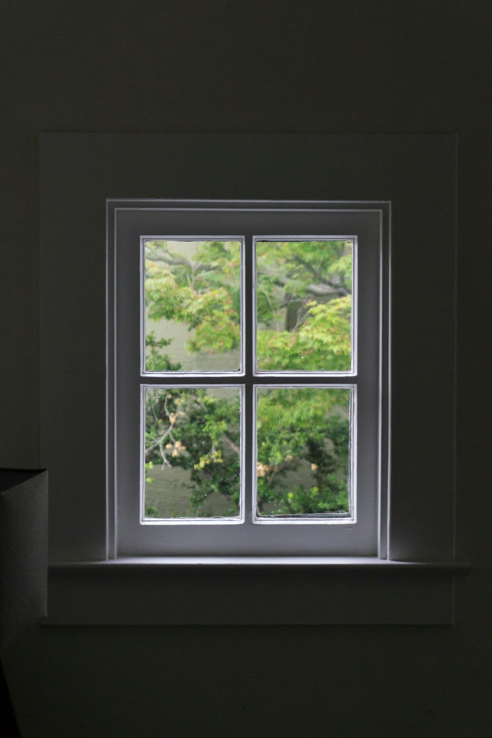 Wooden windowpane and trim detail