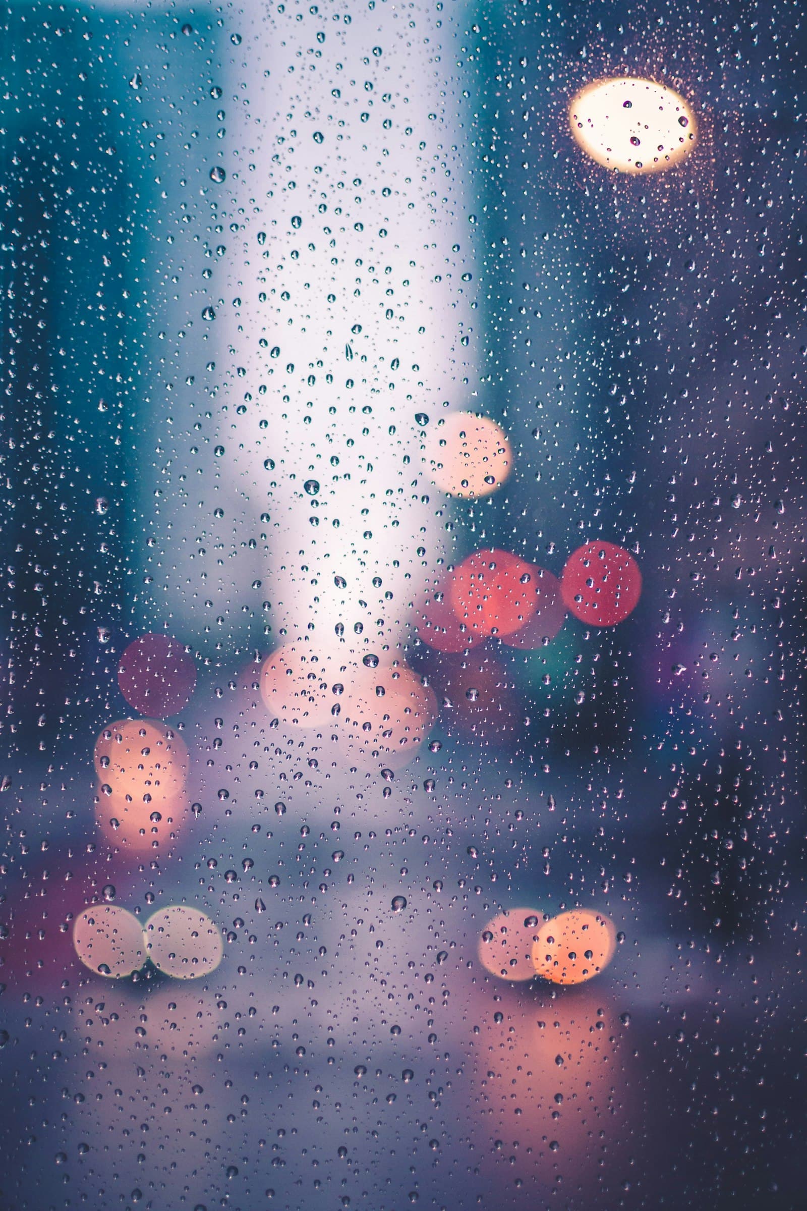 Water droplets condensed on window glass